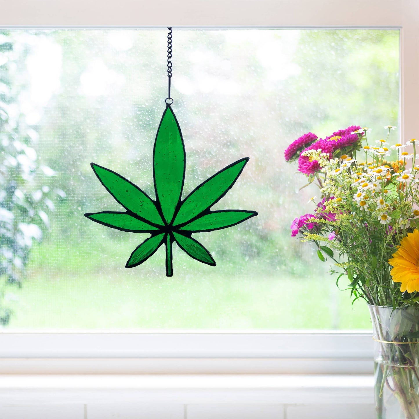 Indi Green Window Panel - Stainglass