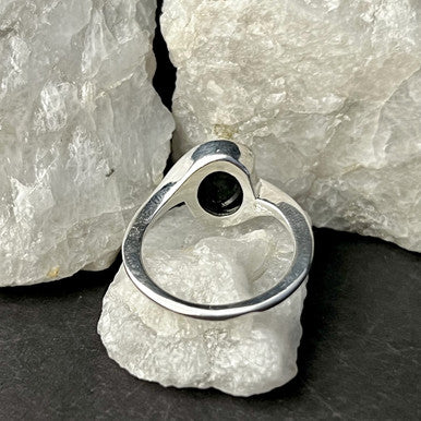 Black Onyx Sterling Silver Ring Cab Twist
