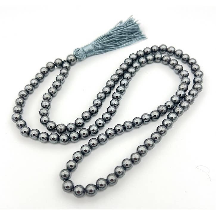 Hematite Zen 108 Bead Mala - Prayer Beads - 8mm