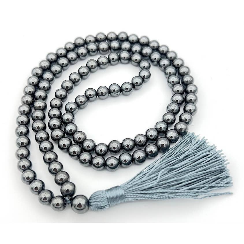 Hematite Zen 108 Bead Mala - Prayer Beads - 8mm