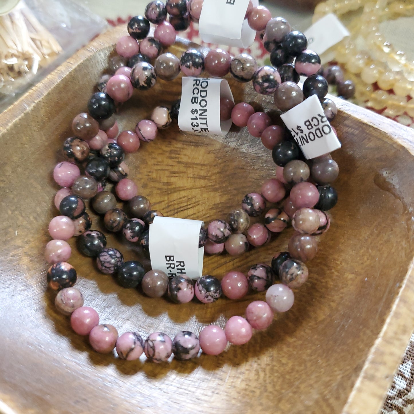 Rhodonite Bead Bracelet 6mm