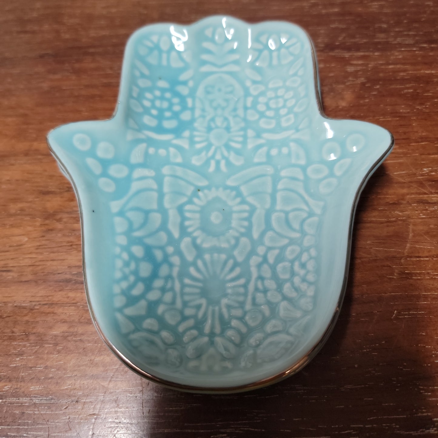 Turquoise Hamsa Jewelry Dish / Trinket Disk