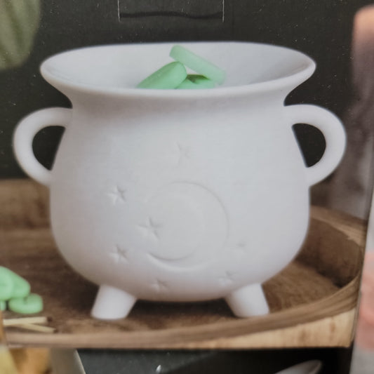 White Mystical Moon Cauldron Oil Burner
