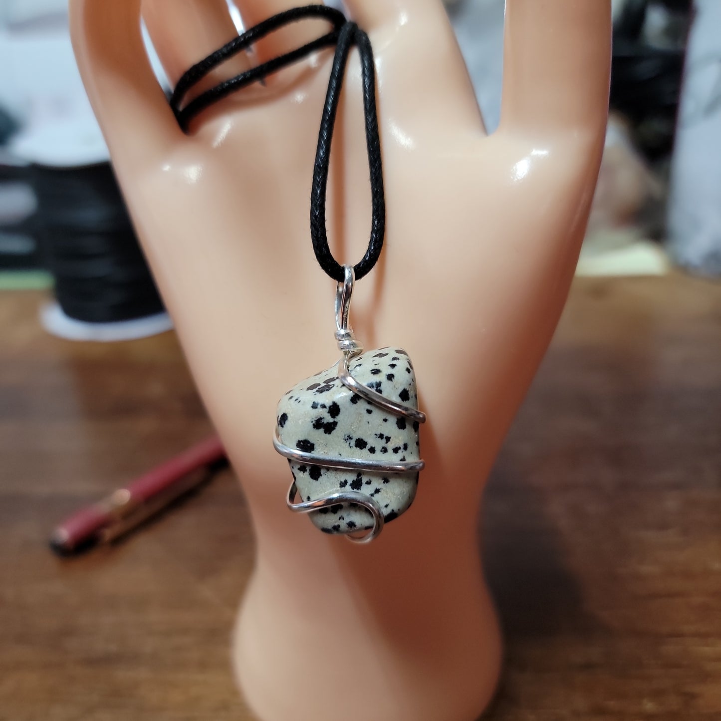 Tumbled Stone Pendants with Silver Wire Wrapping
