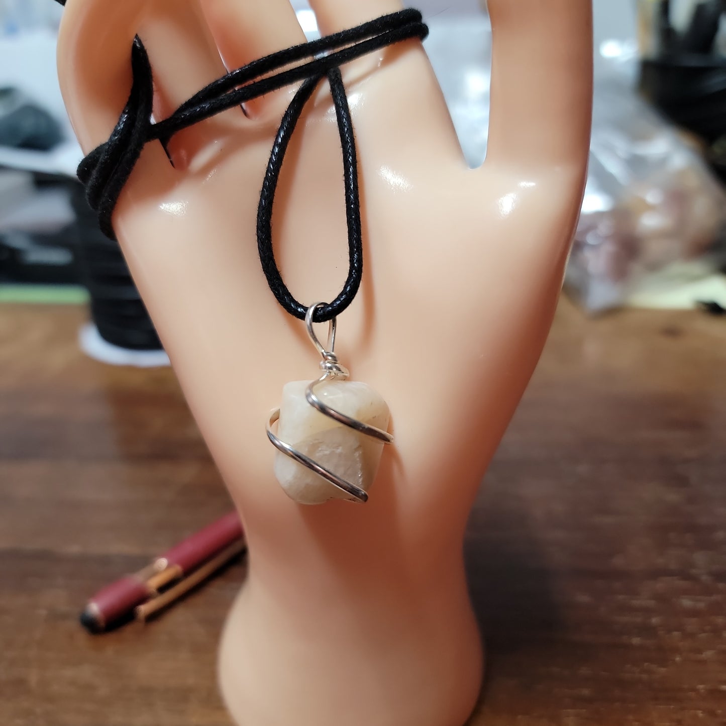 Tumbled Stone Pendants with Silver Wire Wrapping