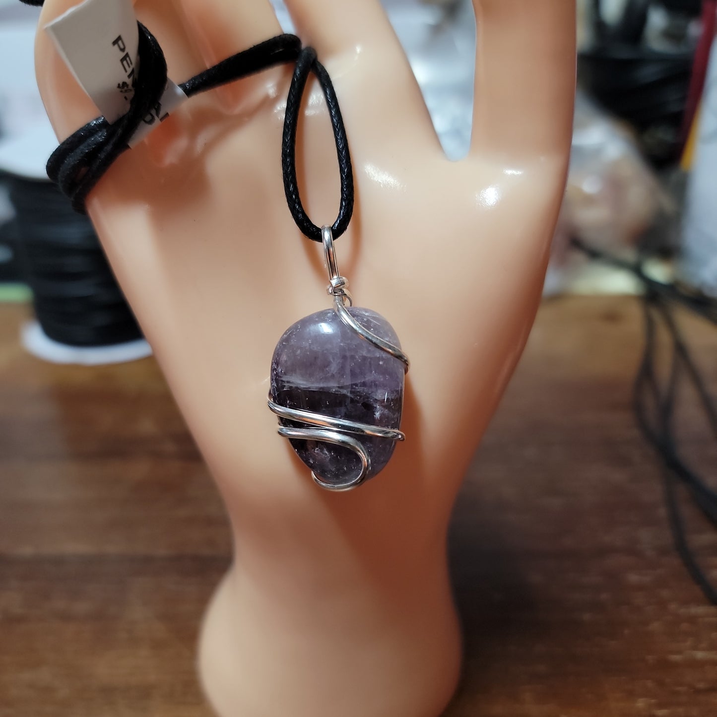 Tumbled Stone Pendants with Silver Wire Wrapping