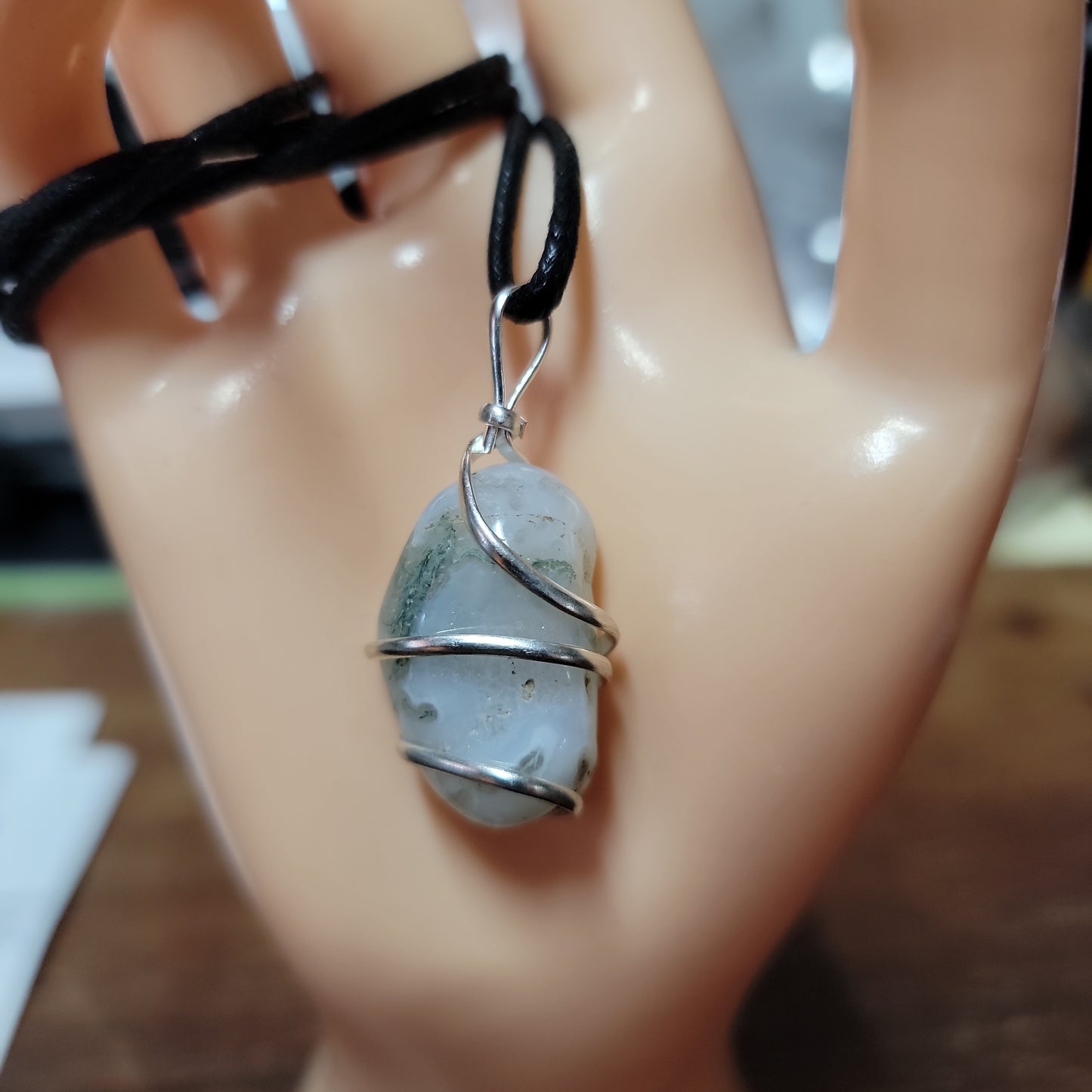 Tumbled Stone Pendants with Silver Wire Wrapping