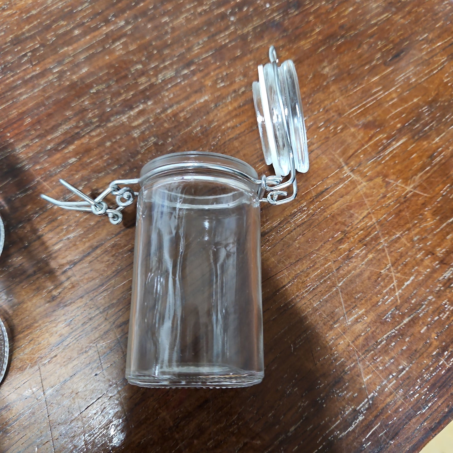 Glass Jar with Hinged Stopper Apothecary Herb Jar 3" Tall X 2