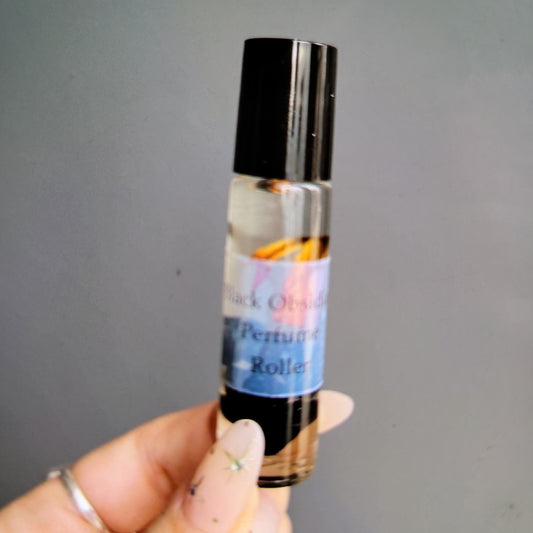 Black Obsidian Crystal Perfume Roller