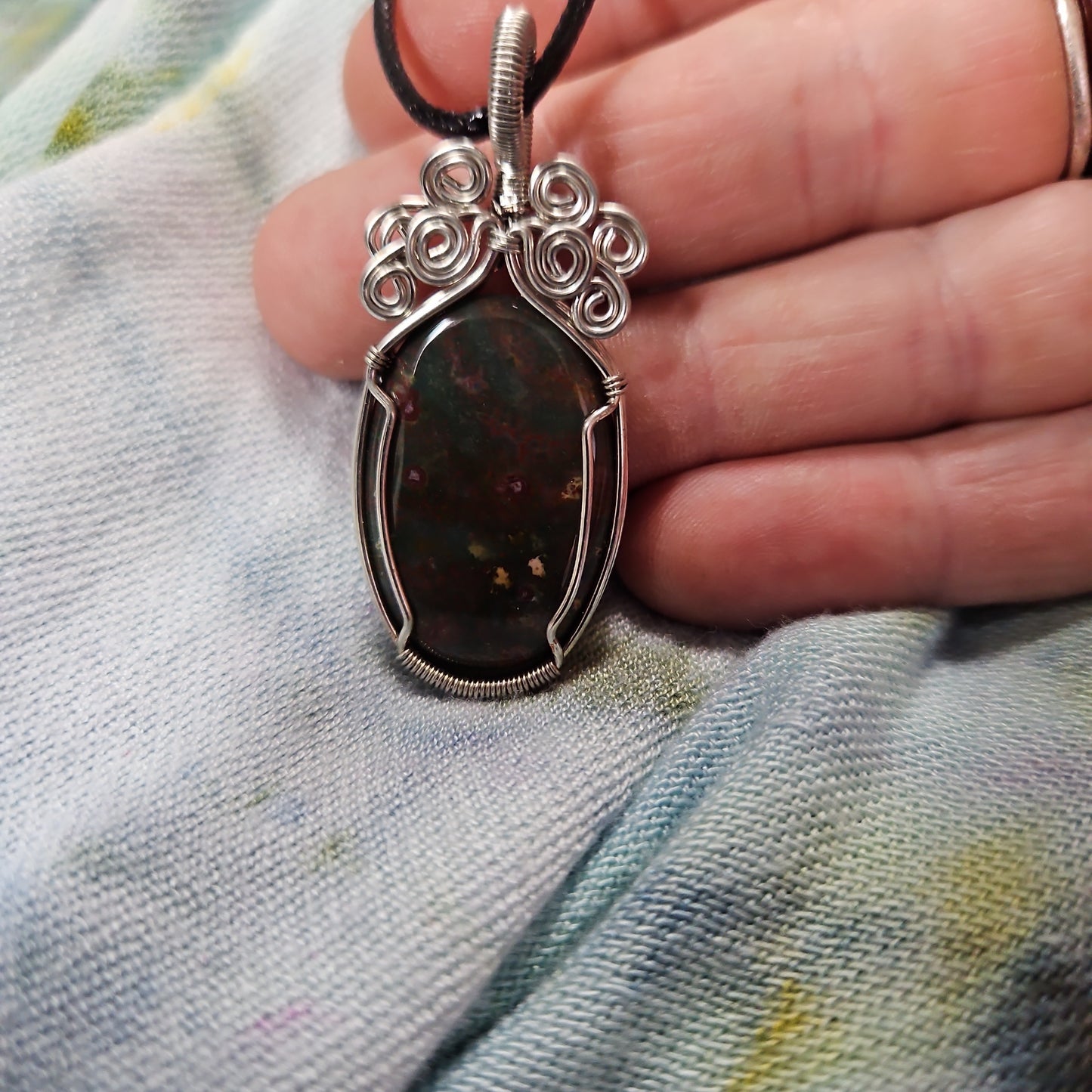 Wire Wrapped Bloodstone Necklace