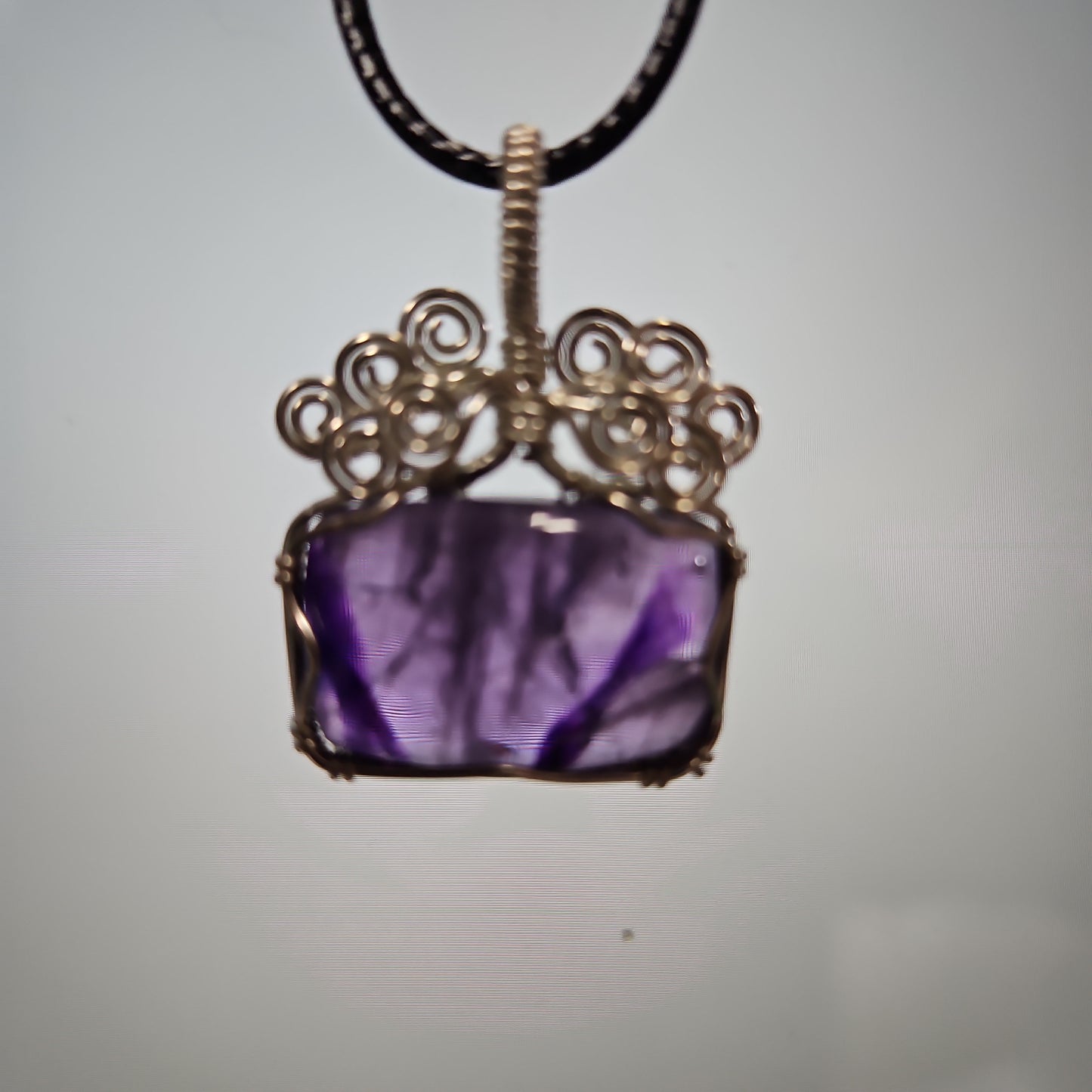 Wire Wrapped Amethyst Rectangle Necklace
