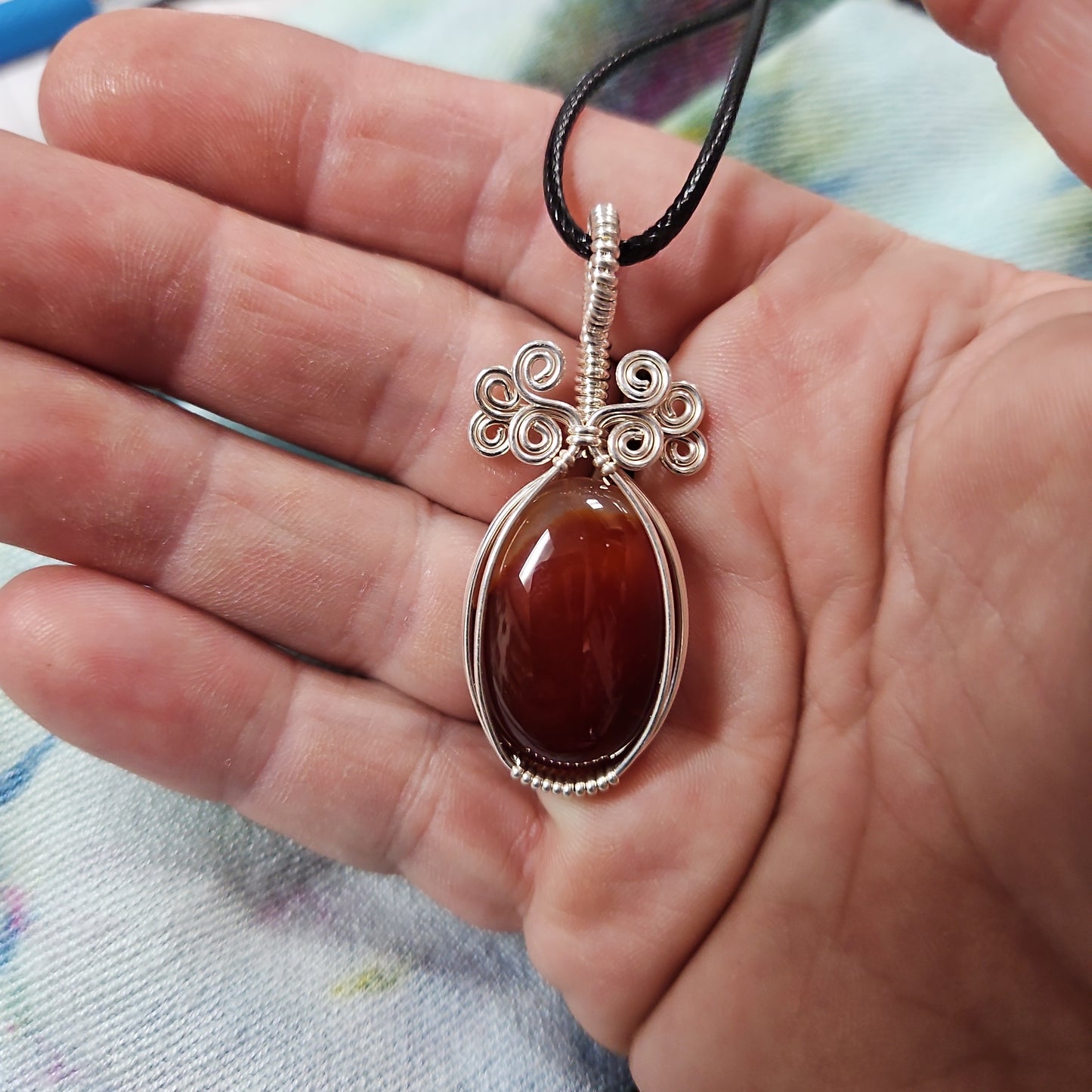 Wire Wrapped Carnelian Necklace
