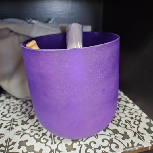 Purple Crystal Singing Bowl with Carrying Case - Note B (432)