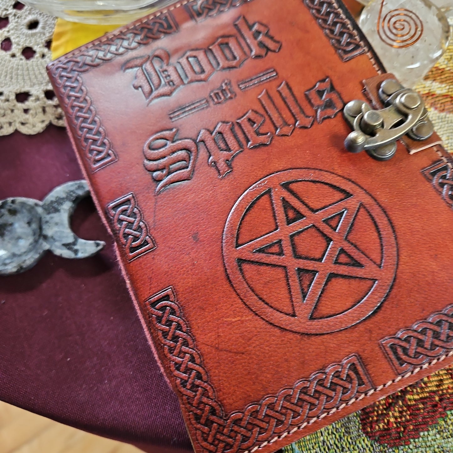 Book of Spells Leather Journal with Latch 5 x 7 "