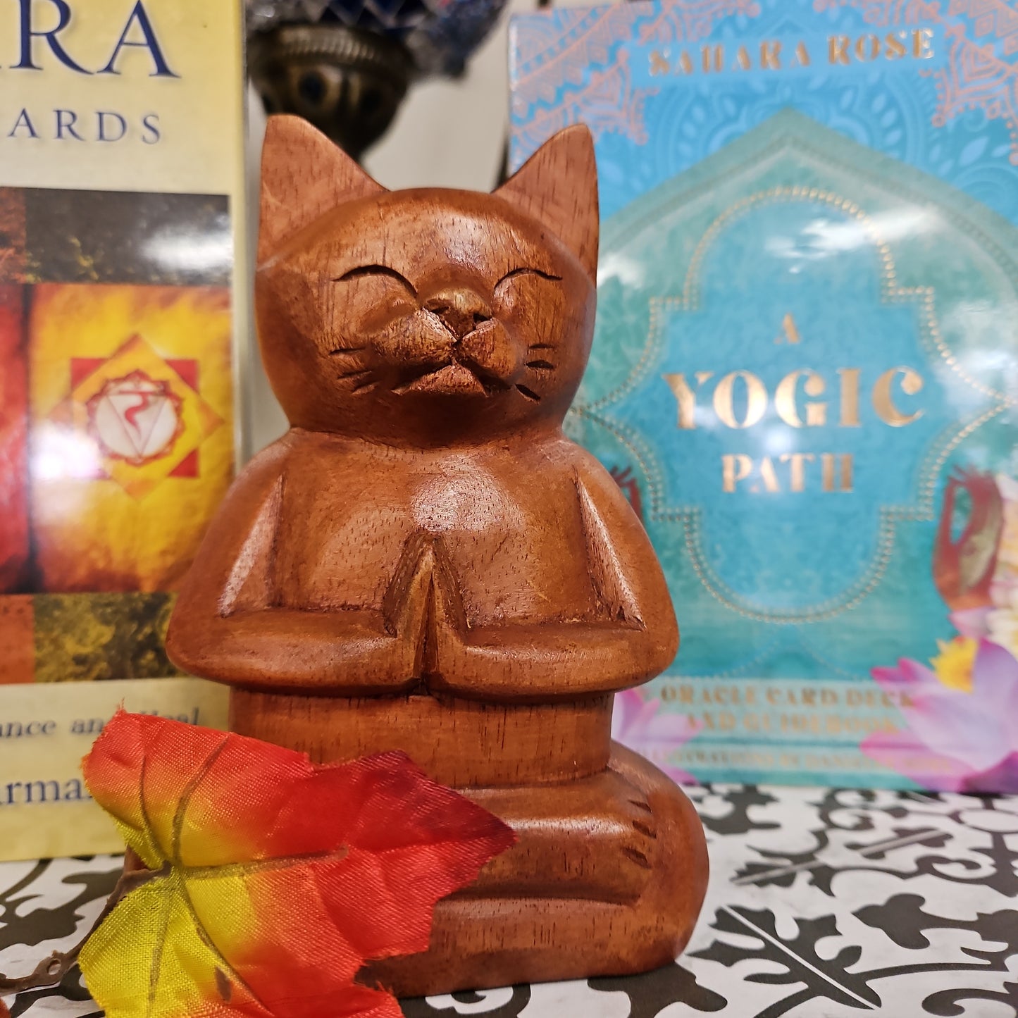 Wooden Meditation Cat