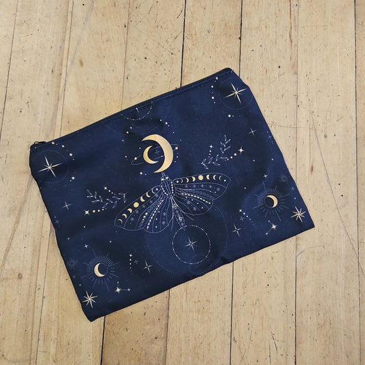 Zippered Tarot Bags - Lunar Moth And Moon (Black)