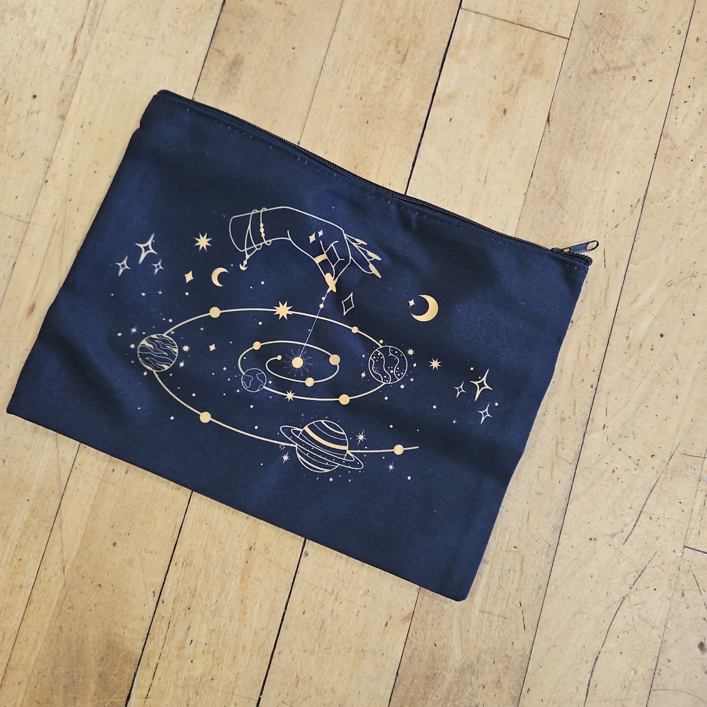Zippered Tarot Bags - Mystic Hands and Universe by String (Black)