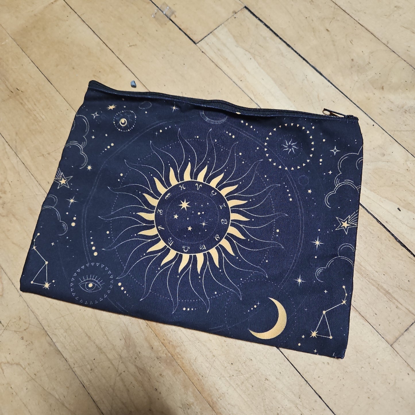 Zippered Tarot Bags - Sun and Zodiac (Black)