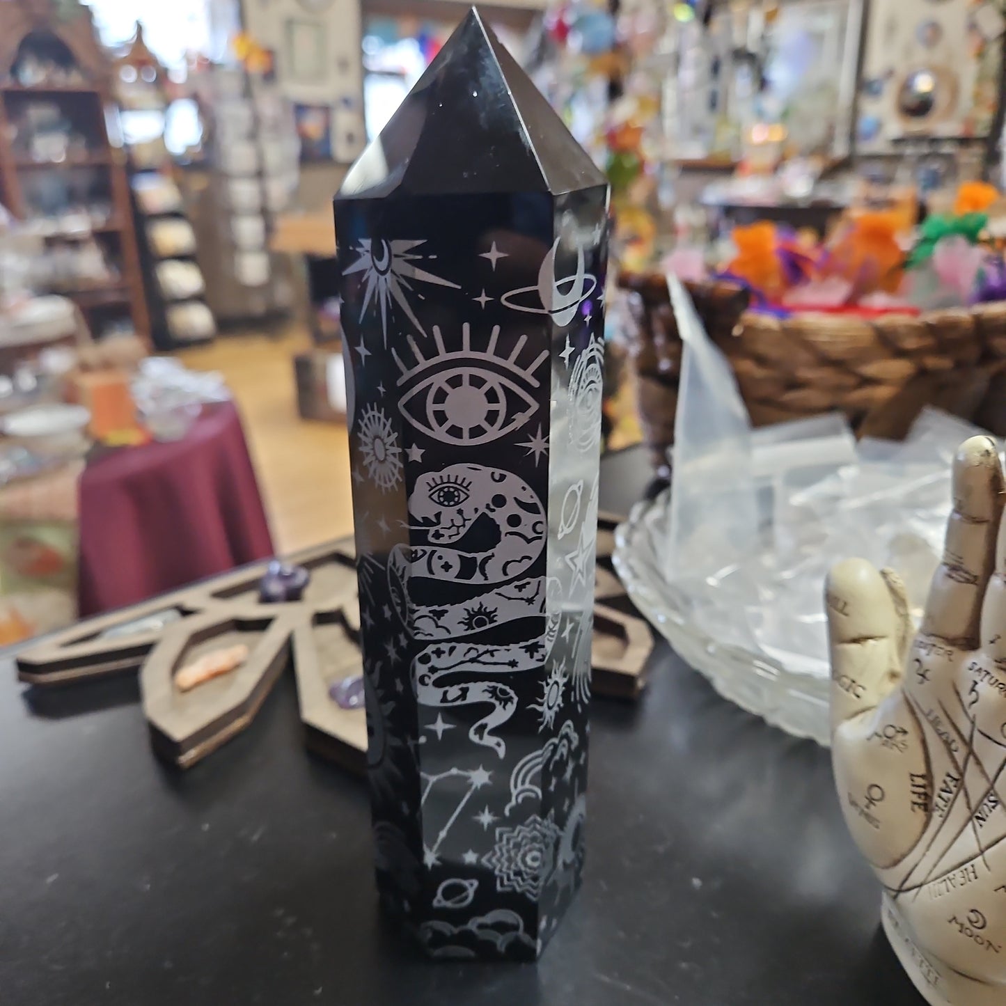 Black Obsidian Tower with Sun and Moons 9" (SILVER)