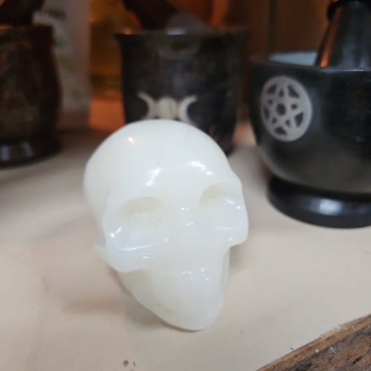 White Banded Agate Skull 2 1/2 by 3”