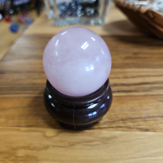 Star Rose Quartz Sphere “Star Baby” with Stand 2"