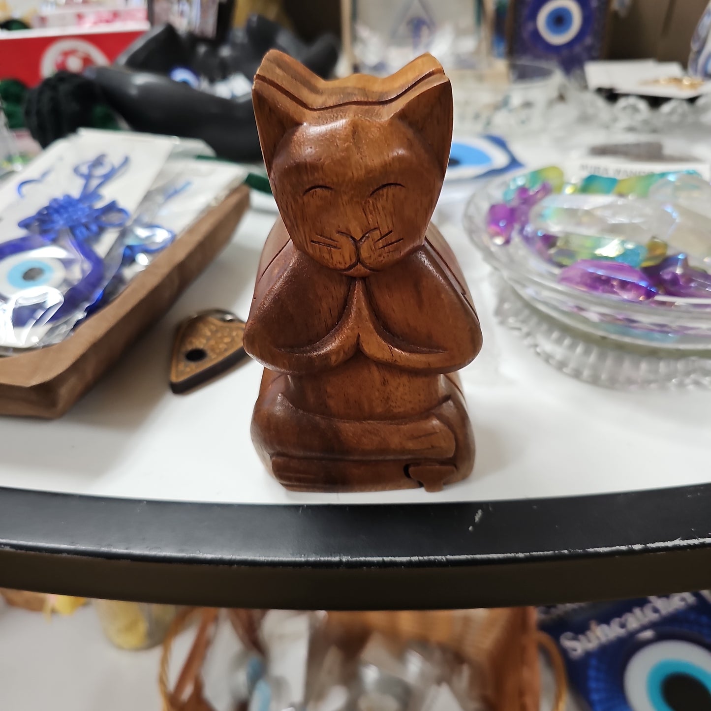 Wooden Meditation Cat Puzzle Box