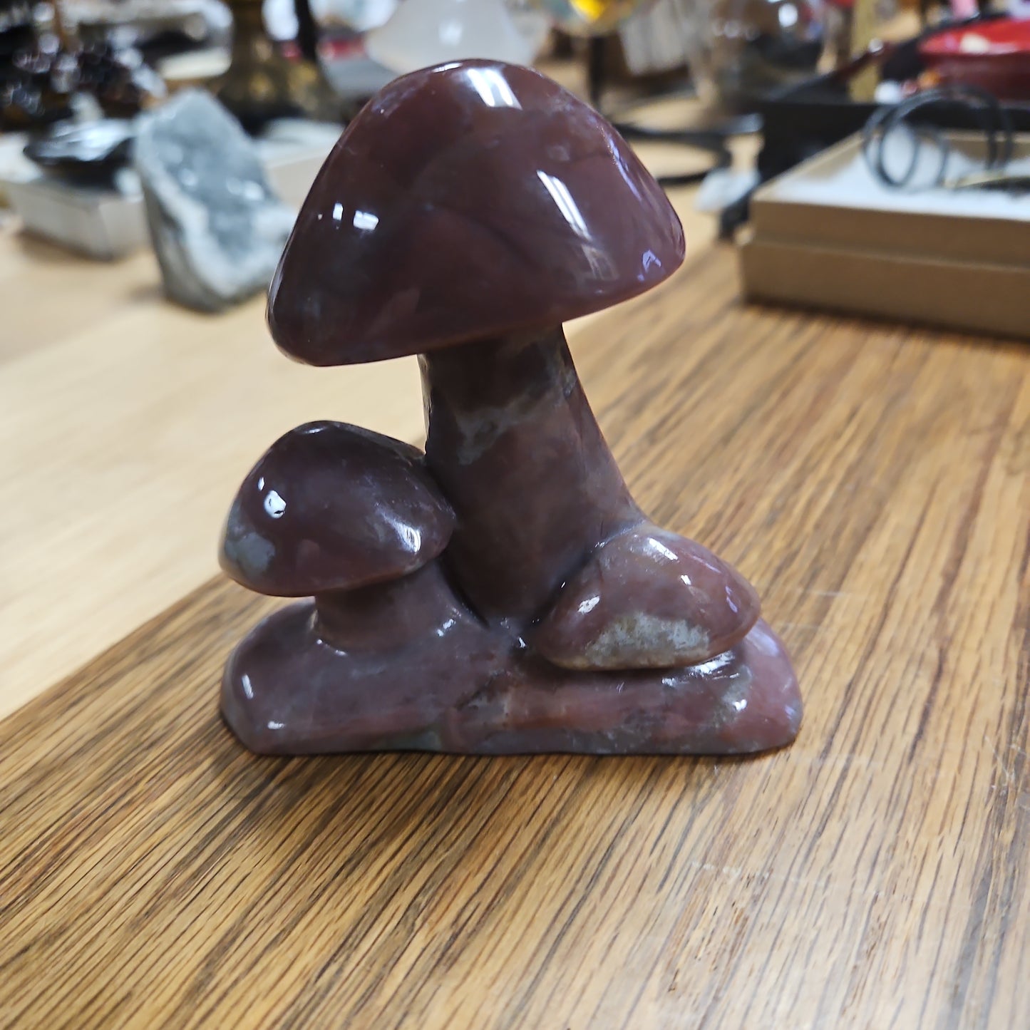 Fancy Jasper Mushroom Cluster of three 3 1/2 x 3"