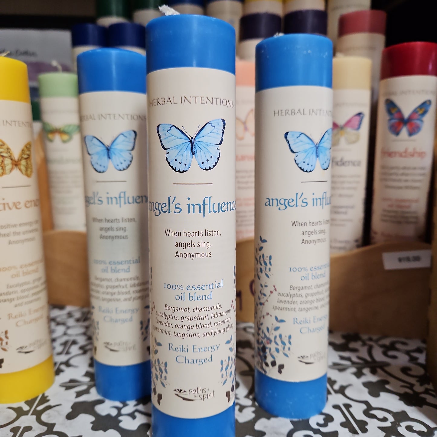 Herbal Intention Pillar Candle 7" - Angel Influence