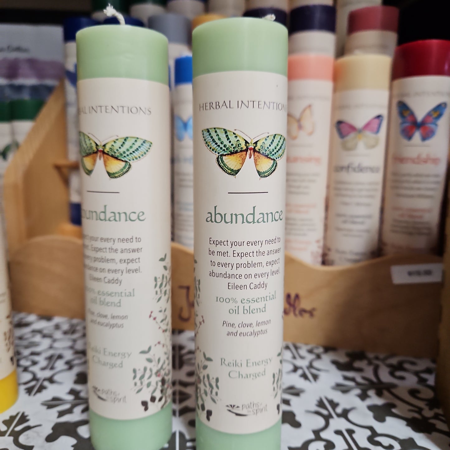 Herbal Intention Pillar Candle 7" - Abundance