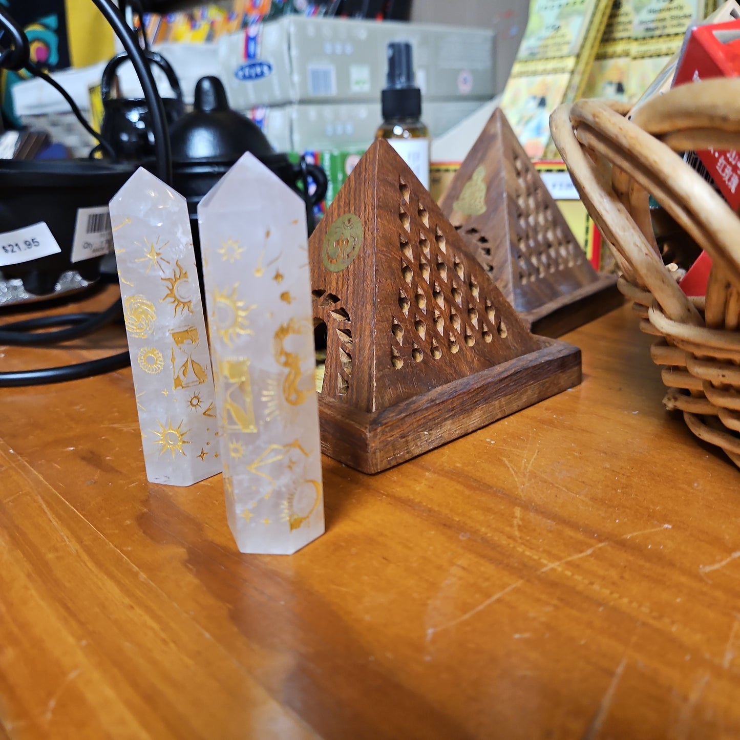 Rose Quartz Towers with Mystic Gold Symbols