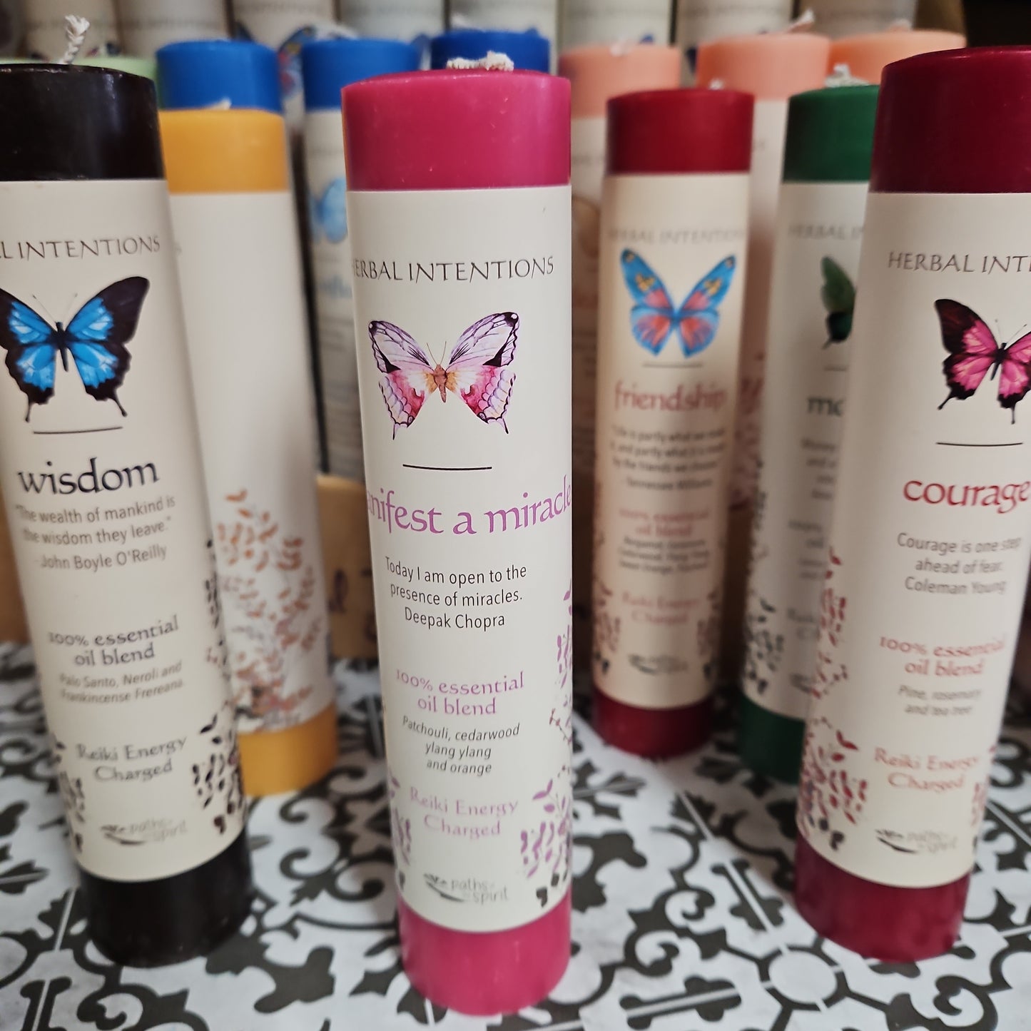 Herbal Intention Pillar Candle 7" - Manifest A Miracle