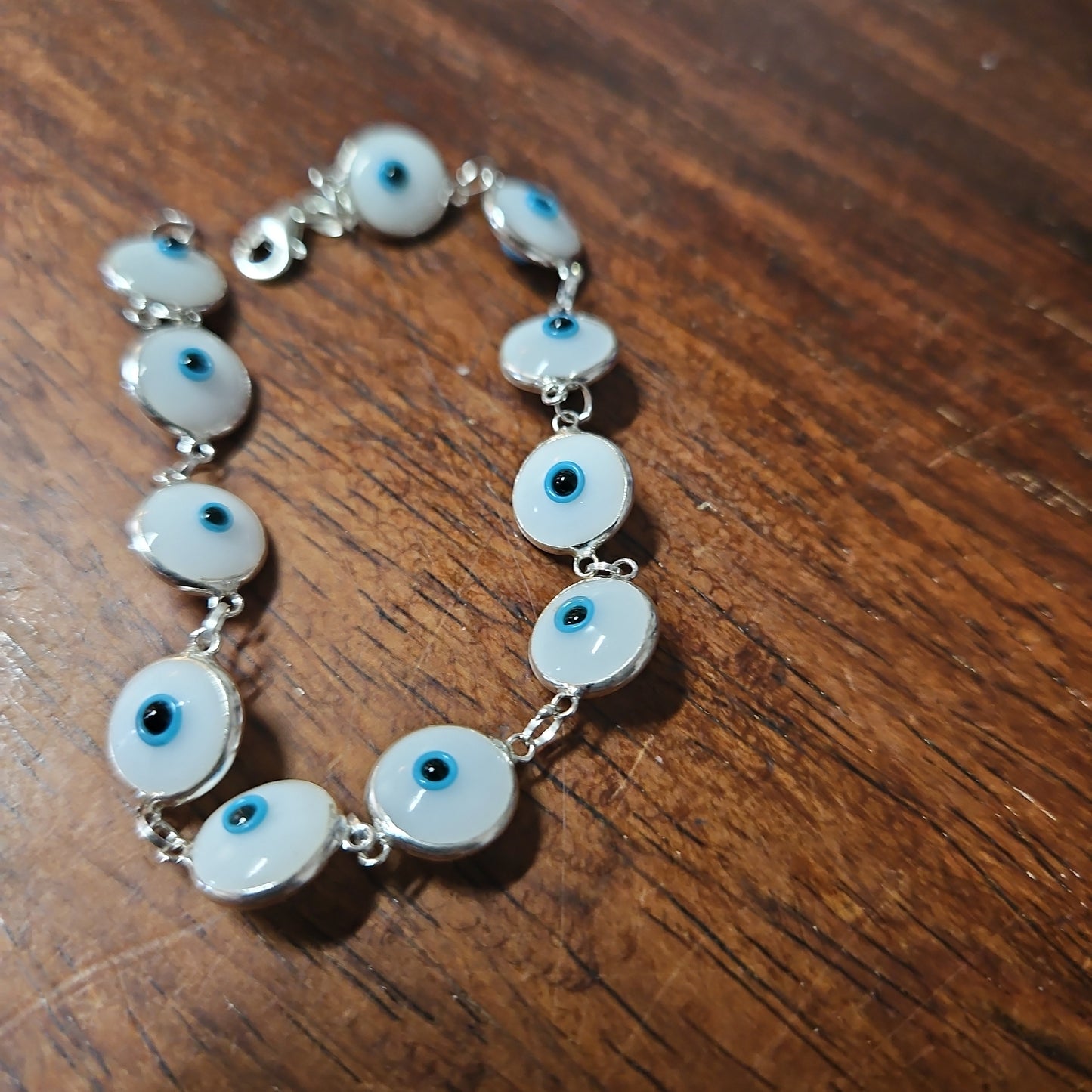 Sterling Silver Murano Evil Eye Bracelet