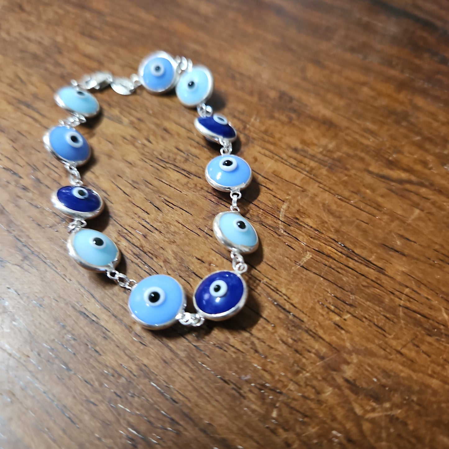 Sterling Silver Murano Evil Eye Bracelet