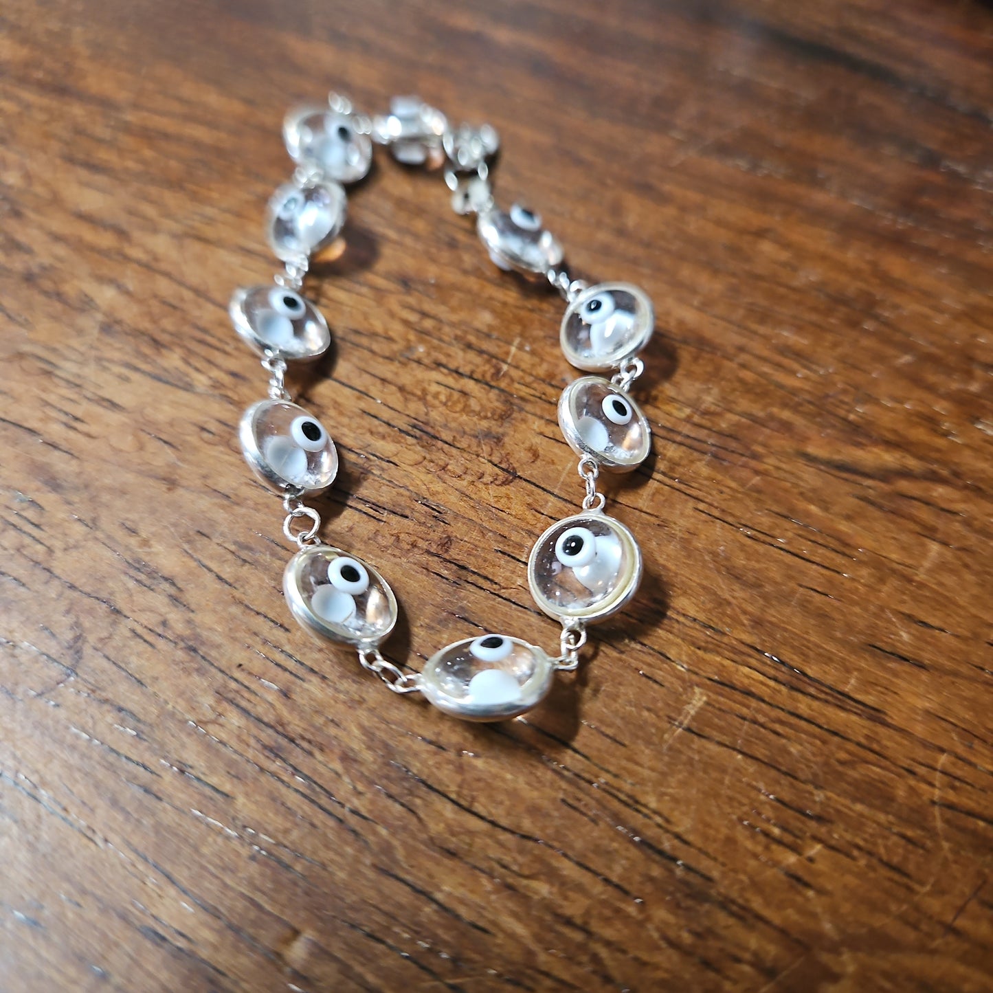 Sterling Silver Murano Evil Eye Bracelet