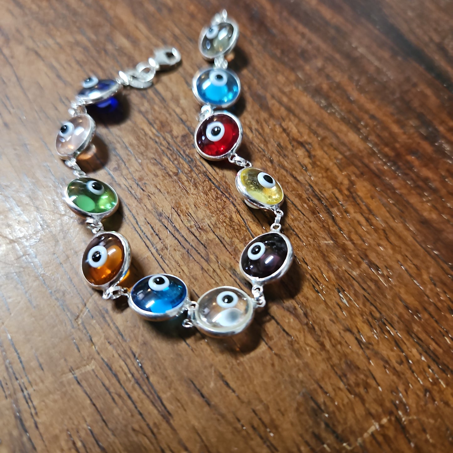 Sterling Silver Murano Evil Eye Bracelet