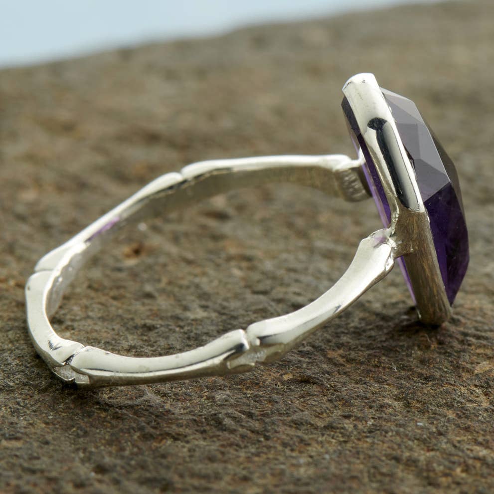 Amethyst Bone - Band Coffin Ring