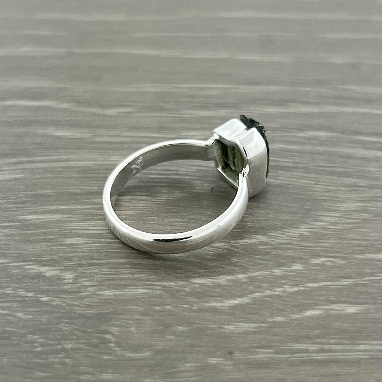 Moldavite Sterling Silver Band Ring