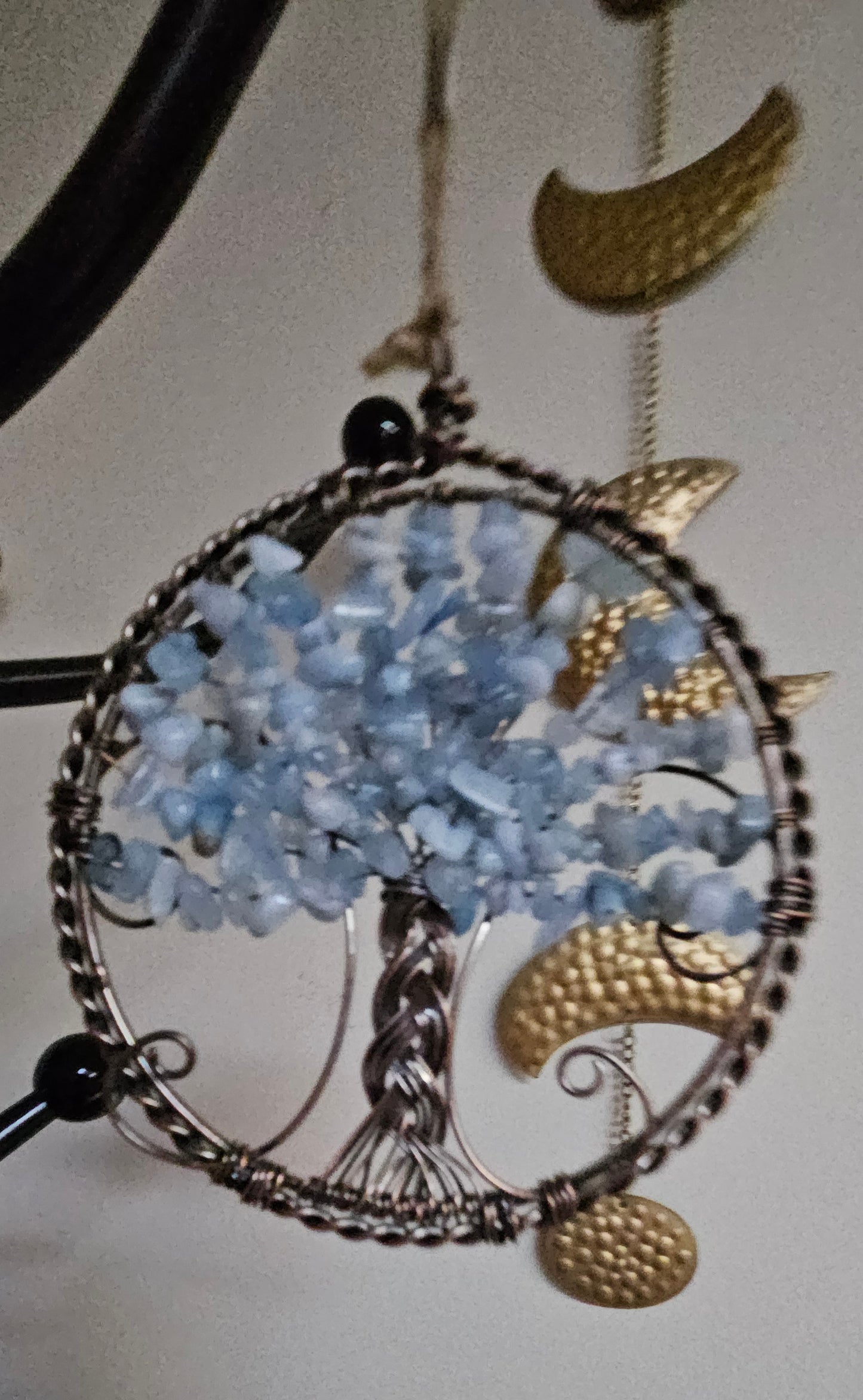 Blue Aventurine Tree of Life Crystal & Wire Suncatcher 4"