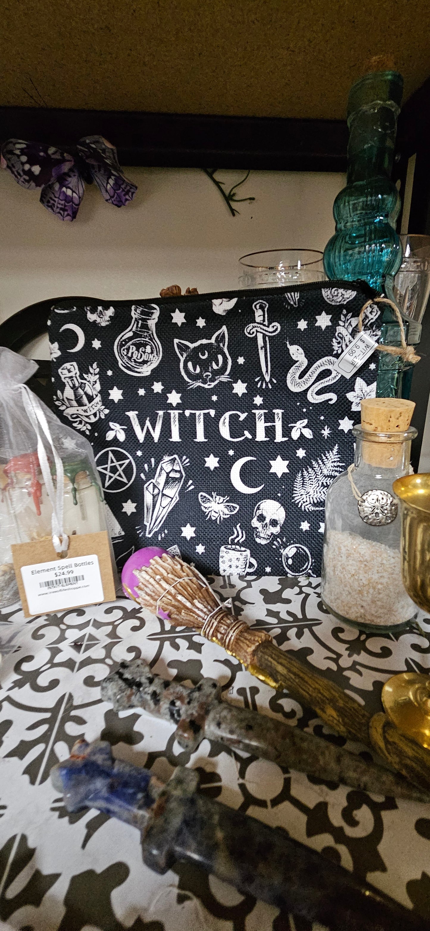 Witch Vibes zippered makeup bag / crystal / tarot pouch