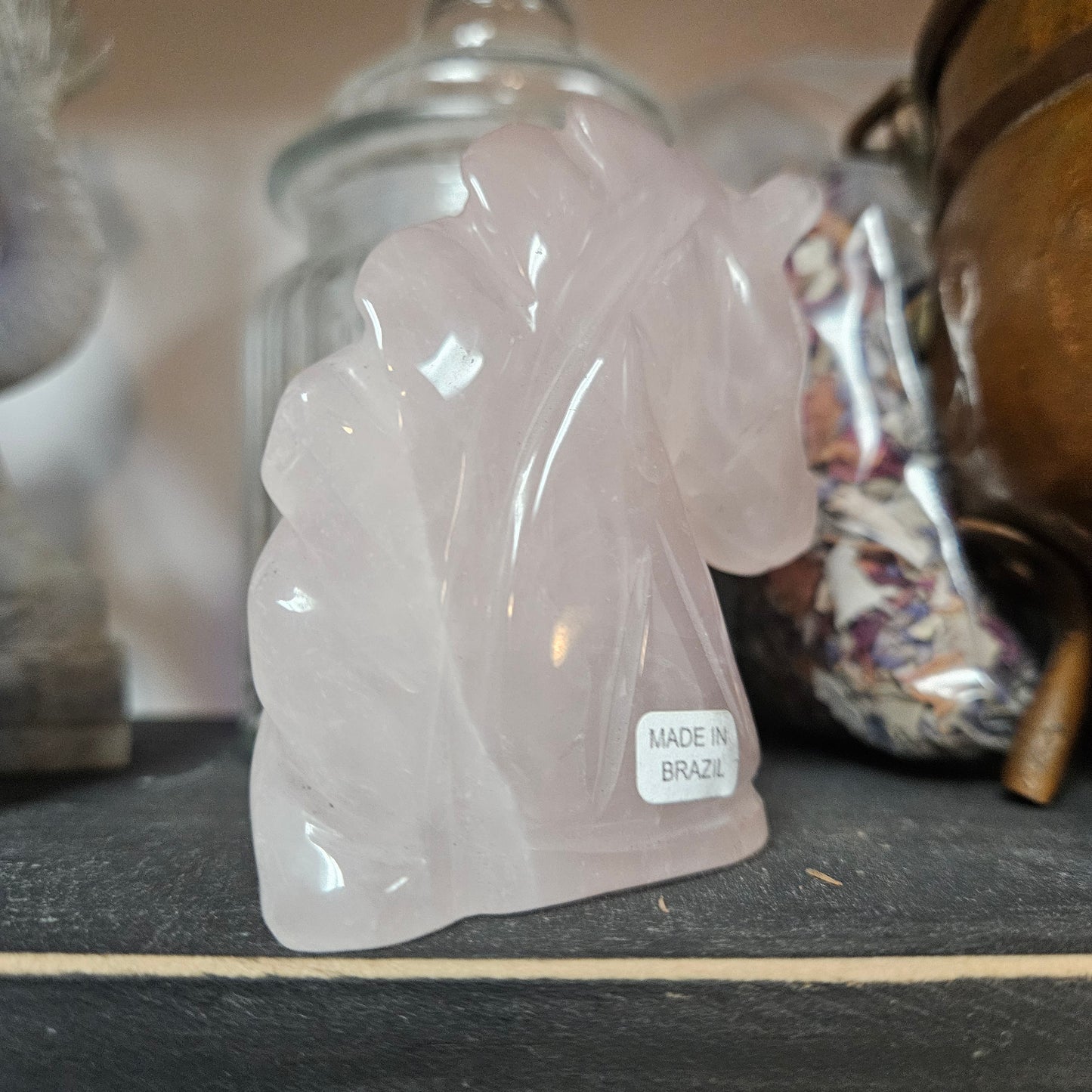 Rose Quartz Carved Horse Head
