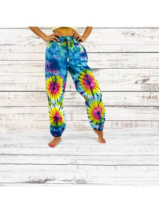 Tie Dye Print Organic Cotton Pants with Pockets