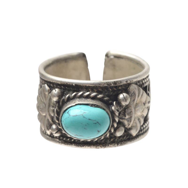 Single Stone Turquoise Ring - Adjustable