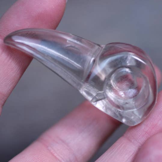 Crystal Carved Raven / Crow Skull - Clear Quartz 2"