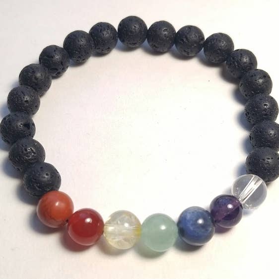 Chakras and Lava Bead Diffuser Bracelet
