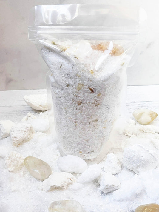 Raven's Nest Citrine Crystal & Jasmine Pink Himalayan Salt Bath Soak