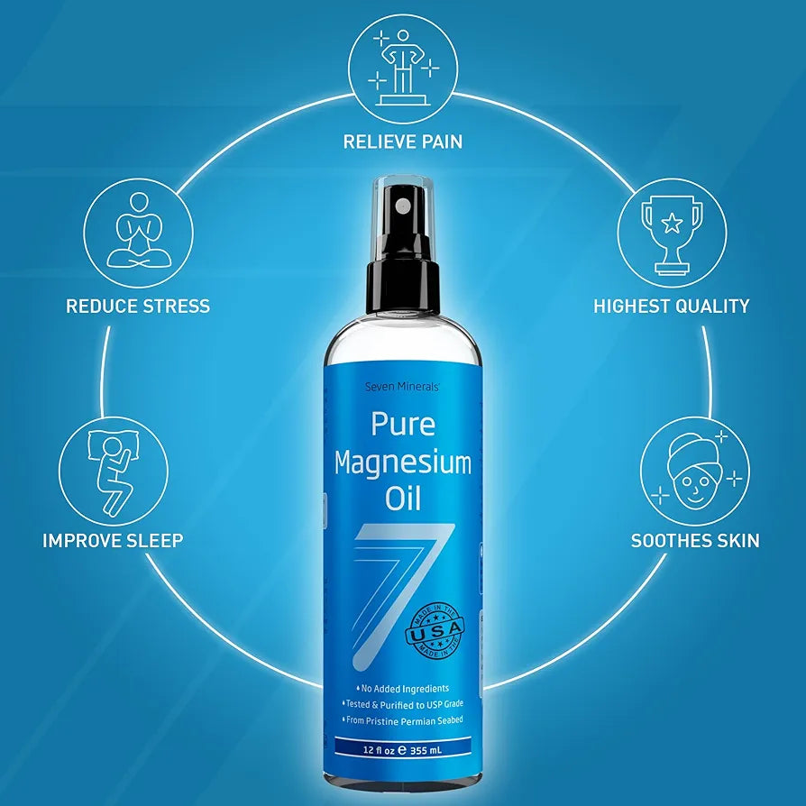 Seven Minerals, Magnesium Oil Spray, 4oz and 8oz