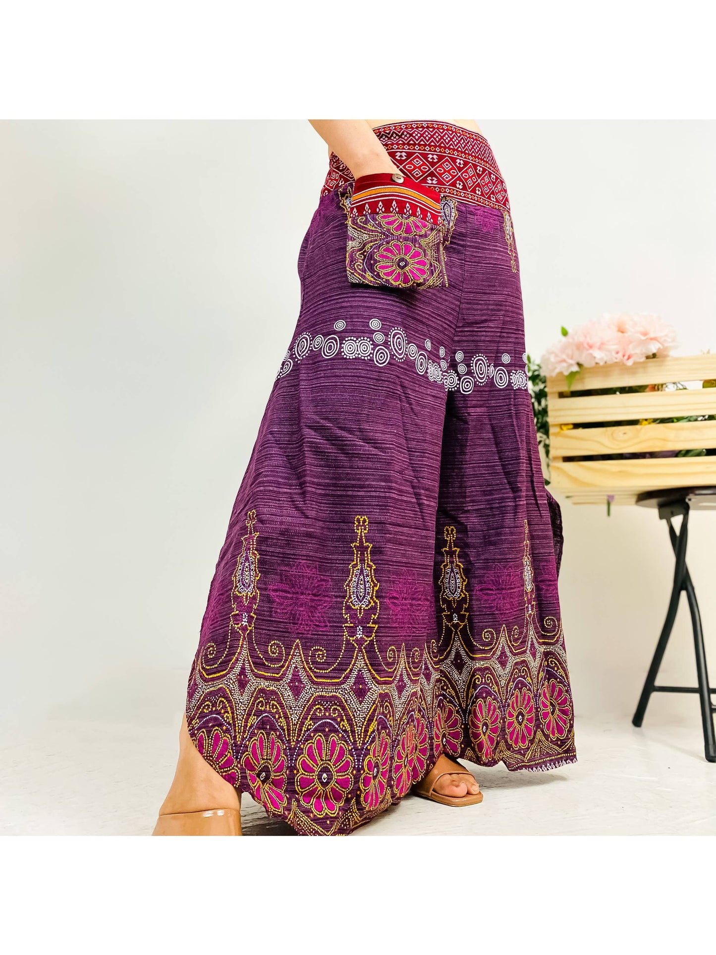 Cotton Wide Leg Palazzo Boho Pant