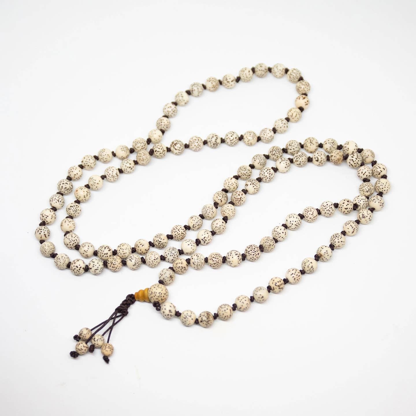 White Lotus Seed Knotted 108 Bead Mala - 7-8mm