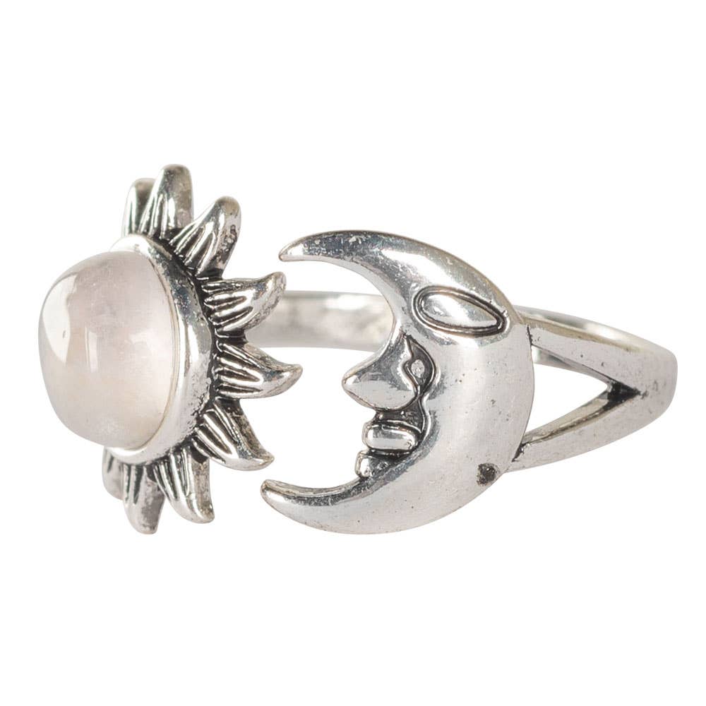Rose Quartz Sun & Moon Adjustable Ring