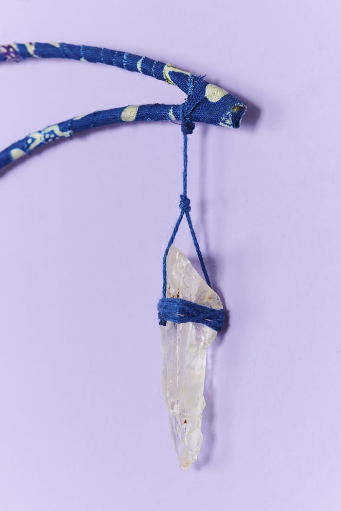 Chakra Moon with Quartz Batik Wall Hanging